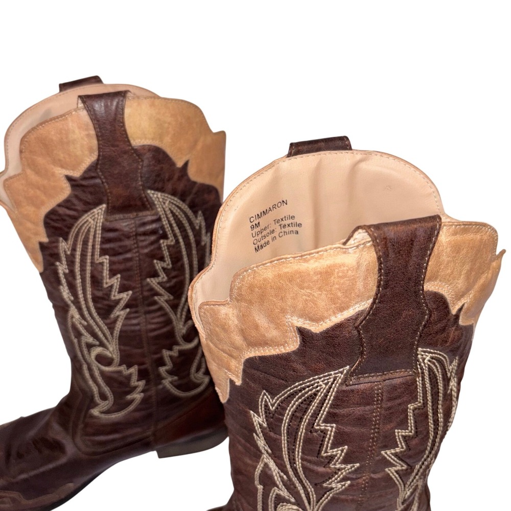 Coconuts by Matisse Cimarron Cowboy Boots Women's 9 Brown Western Stitch Leather - Picture 2 of 6